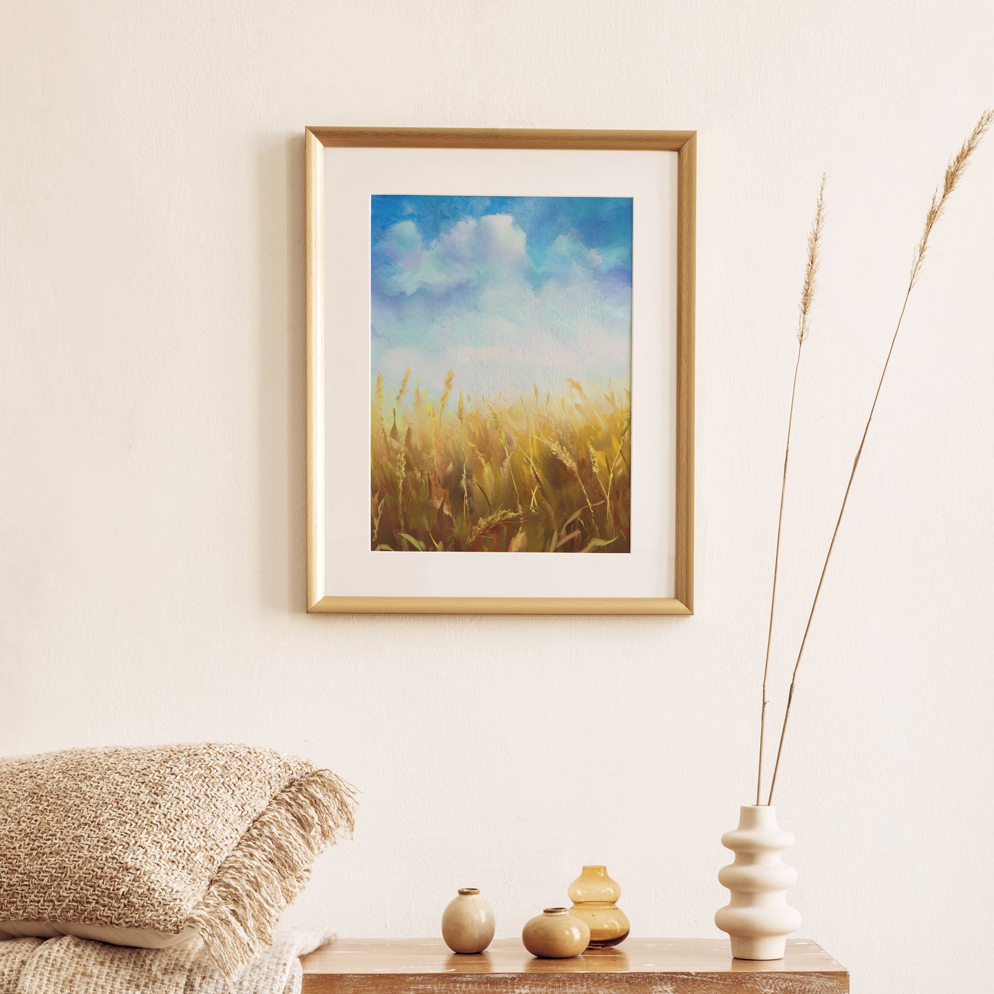 Hand-Painted Serene Golden Fields – In a Golden Frame