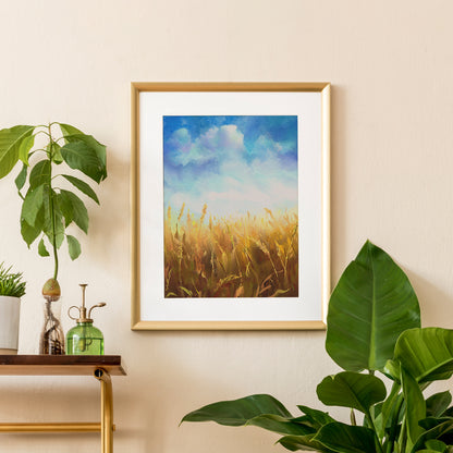 Hand-Painted Serene Golden Fields – In a Golden Frame