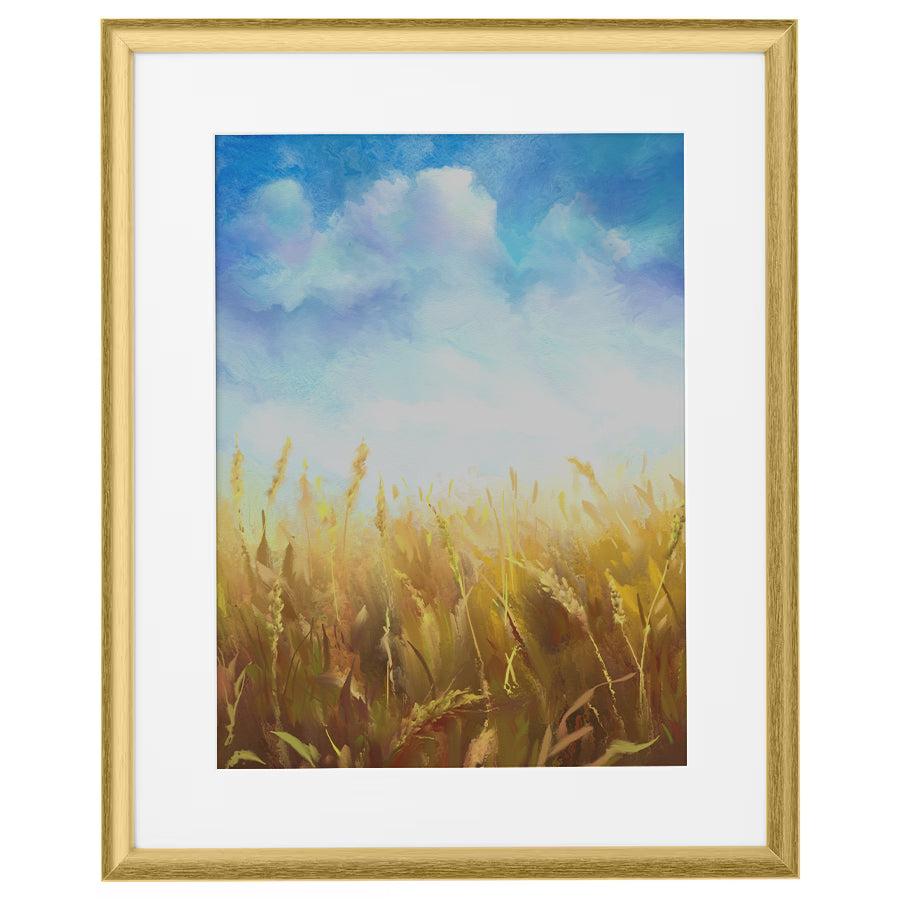 Hand-Painted Serene Golden Fields – In a Golden Frame
